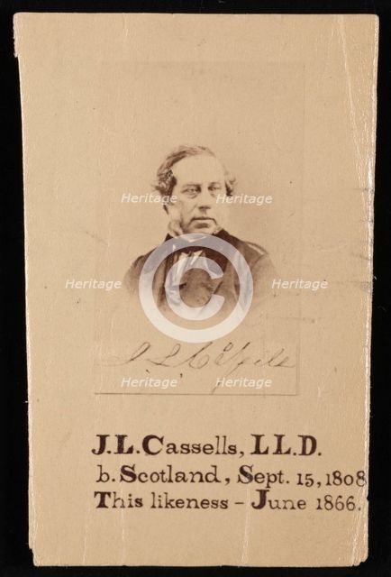 Portrait of J.L. Cassells (1808-?), 1866. Creator: Unknown.