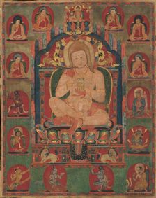 Portrait of Jnanatapa Attended by Lamas and Mahasiddhas, ca. 1350. Creator: Unknown