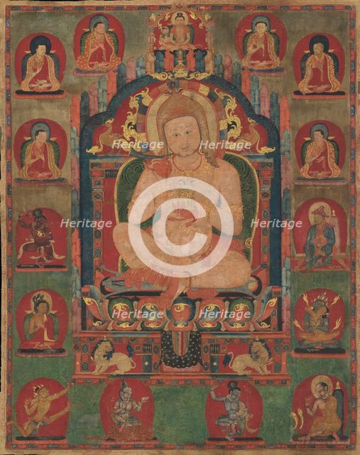 Portrait of Jnanatapa Attended by Lamas and Mahasiddhas, ca. 1350. Creator: Unknown.