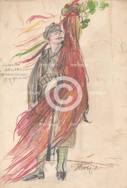 Portrait of Jozef Balaz as a Communard, 1919. Creator: Alajos Strobl.