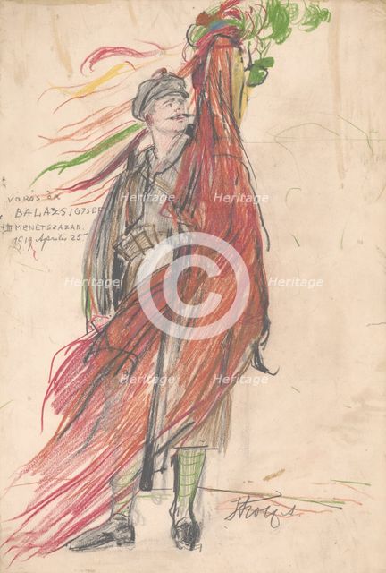 Portrait of Jozef Balaz as a Communard, 1919. Creator: Alajos Strobl.