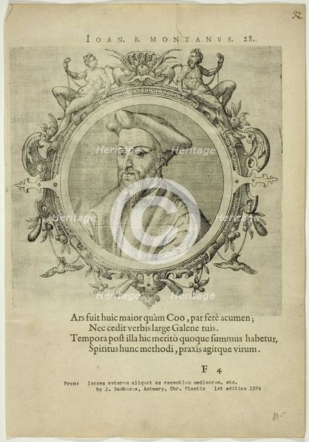 Portrait of Joan B. Montanus, published 1574. Creators: Unknown, Johannes Sambucus.
