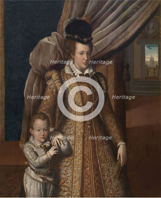 Portrait of Joanna of Austria (1547-1578), Grand Duchess of Tuscany, and her son Philip de' Medici, 