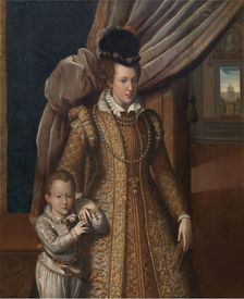 Portrait of Joanna of Austria (1547-1578), Grand Duchess of Tuscany, and her son Philip de Medici