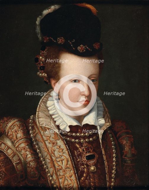 Portrait of Joanna of Austria (1547-1578), Grand Duchess of Tuscany, c. 1570. Creator: Butteri, Giovanni Maria (c. 1540-1606).