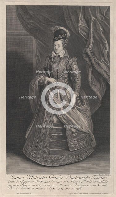 Portrait of Joanna of Austria, Grand Duchess of Tuscany, ca. 1707. Creators: Gerard Edelinck, Jean-Marc Nattier.