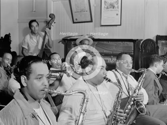 Portrait of Joe Thomas, Eddie Wilcox, and Omer Simeon, Loyal Charles Lodge No. 167, N.Y., 1947. Creator: William Paul Gottlieb.