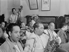 Portrait of Joe Thomas, Eddie Wilcox, and Omer Simeon, Loyal Charles Lodge No. 167, N.Y., 1947. Creator: William Paul Gottlieb