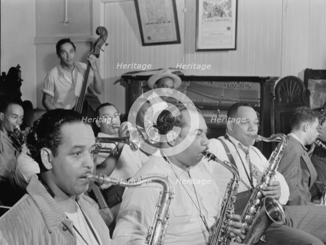 Portrait of Joe Thomas, Eddie Wilcox, and Omer Simeon, Loyal Charles Lodge No. 167, N.Y., 1947. Creator: William Paul Gottlieb.
