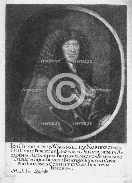 Portrait of Johann Christoph Wagenseil (1633-1705), End of 17th cen.. Artist: Fenitzer (Fennitzer), Georg (1646-1722)