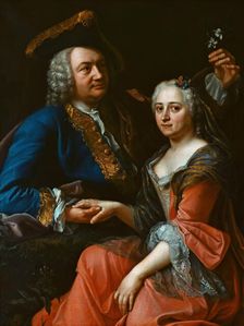Portrait of Johann Christoph Gottsched (1700-1766) with his wife Luise, c.1750. Creator: Anonymous