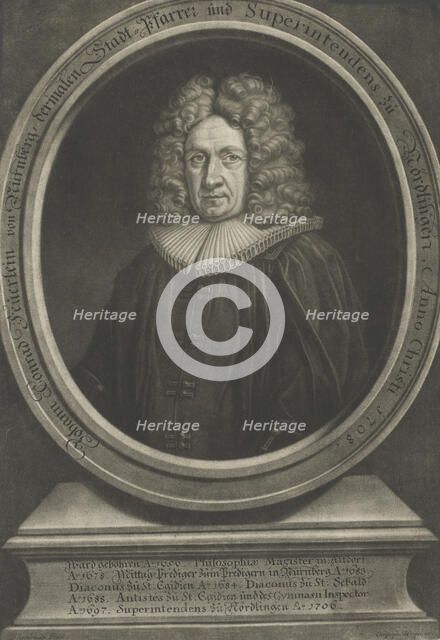 Portrait of Johann Konrad Feuerlein (1629-1704). Creator: Weigel, Christoph, the Elder (1654-1725).