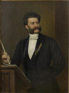 Portrait of Johann Strauss (1825-1899), 1888. Creator: Eisenmenger, August (1830-1907)