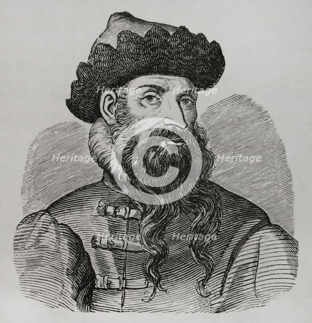 Portrait of Johannes Gutenberg, (c1399-1468), German inventor, 1877.  Creator: Unknown.