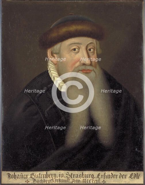 Portrait of Johannes Gutenberg, Early 17th cen.. Artist: Anonymous  