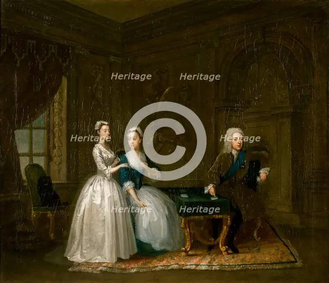 'Portrait of John, 2nd Duke of Montagu, his Wife and their Younger Daughter', c1730 Artist: Gawen Hamilton.