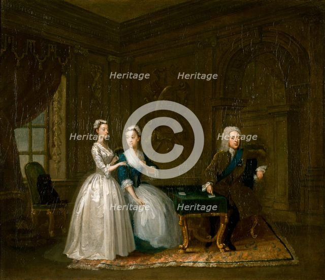 'Portrait of John, 2nd Duke of Montagu, his Wife and their Younger Daughter', c1730 Artist: Gawen Hamilton.