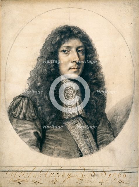 Portrait of John Aubrey, 1666. Artist: William Faithorne.