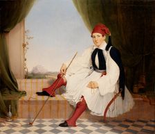 Portrait of John B. Carmac, in Greek Evzone Costume, 1853. Creator: Walter Gould
