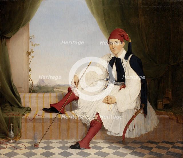 Portrait of John B. Carmac, in Greek Evzone Costume, 1853. Creator: Walter Gould.