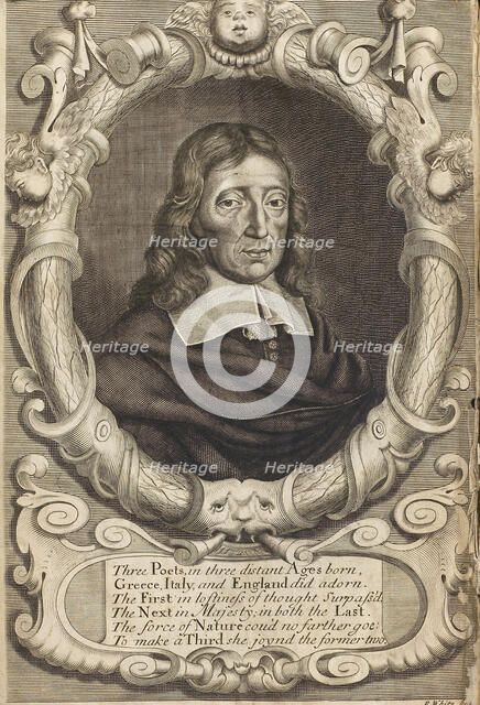 Portrait of John Milton (1608-1674). Frontispiece from Paradise Lost, 1688. Creator: White, Robert (1645-1703).