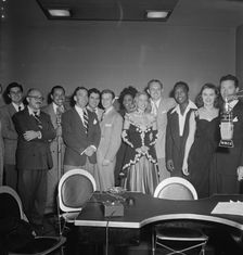 Portrait of Johnny Desmond, Martin Block, Cab Calloway, Georgie Auld..., WMCA, New York, N.Y., 1947. Creator: William Paul Gottlieb