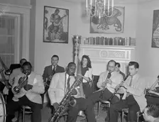 Portrait of Johnny Hodges, Rex William Stewart...Turkish Embassy, Washington, D.C., 1930. Creator: William Paul Gottlieb