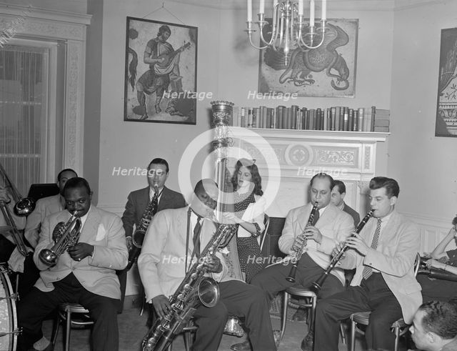 Portrait of Johnny Hodges, Rex William Stewart...Turkish Embassy, Washington, D.C., 1930. Creator: William Paul Gottlieb.
