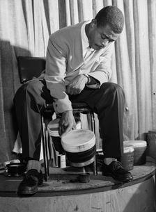 Portrait of Jose Mangual, Glen Island Casino, New York, N.Y., ca. July 1947. Creator: William Paul Gottlieb
