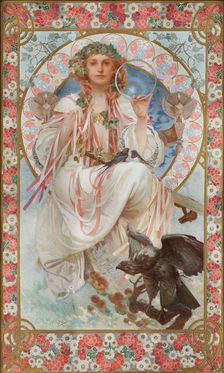 Portrait of Josephine Crane-Bradley (1886-1952) as Slavia, 1908. Creator: Mucha; Alfons Marie (1860-1939)