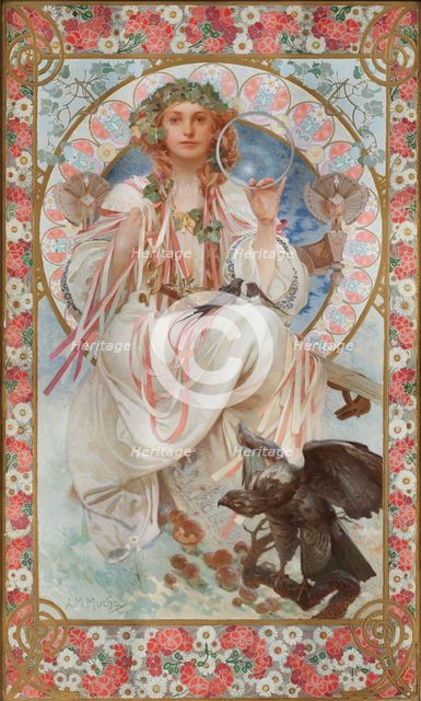 Portrait of Josephine Crane-Bradley (1886-1952) as Slavia, 1908. Creator: Mucha; Alfons Marie (1860-1939).