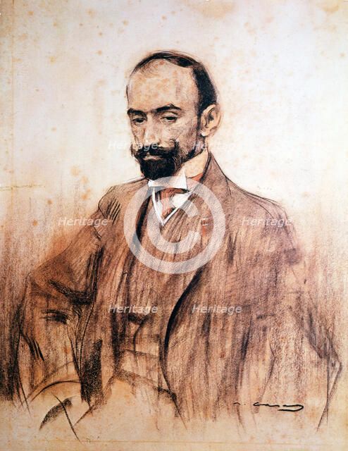 Portrait of Jacinto Benavente, (1866 - 1954), Spanish playwright, Nobel Prize for Literature in 1…