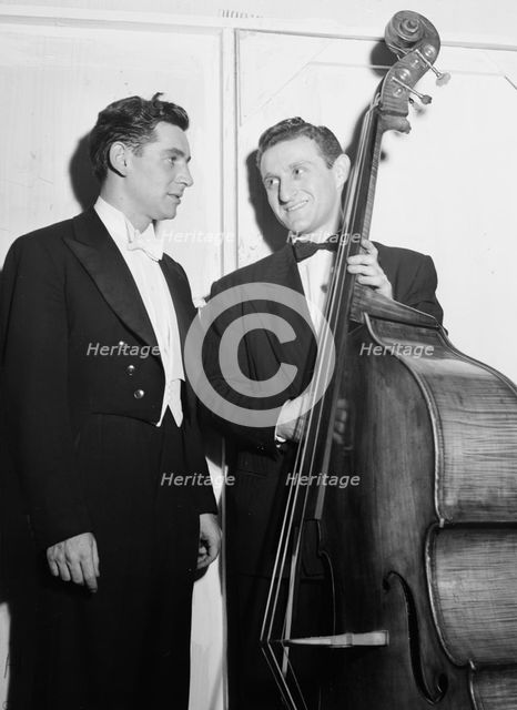 Portrait of Jack Lesberg and Leonard Bernstein, New York, N.Y., ca. Dec. 1946. Creator: William Paul Gottlieb.