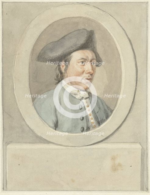 Portrait of Jacob van Dijk, in oval frame, to the right, 1787-1791.  Creator: Aert Schouman.