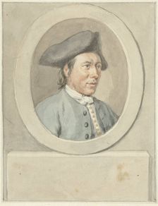 Portrait of Jacob van Dijk, in oval frame, to the right, 1787-1791. Creator: Aert Schouman