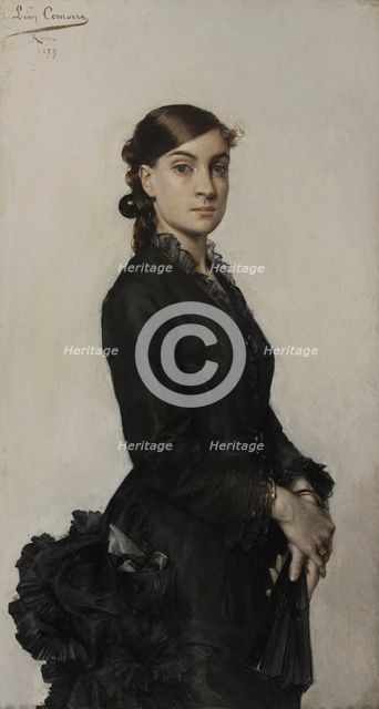 Portrait of Jacqueline Comerre-Paton in a black dress, 1879. Creator: Leon Francois Comerre.