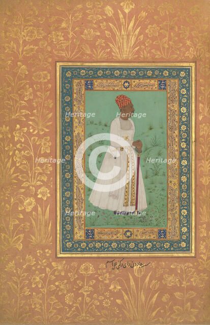 Portrait of Jadun Rai Deccani, Folio from the Shah Jahan Album, recto: ca. 1622; verso: ca. 1530-50. Creators: Hashim, Mir 'Ali Haravi.