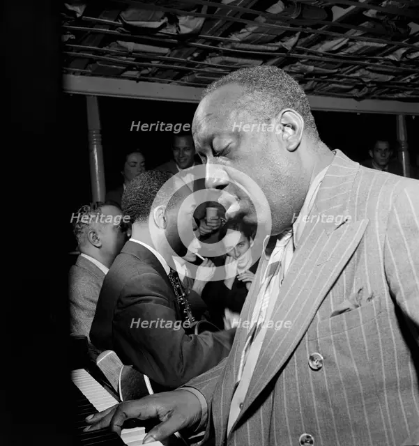 Portrait of James P. (James Price) Johnson, Riverboat on the Hudson, N.Y., ca. July 1947. Creator: William Paul Gottlieb.
