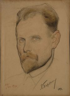 Portrait of Jan Berzin (1889-1938), 1921. Artist: Andreev, Nikolai Andreevich (1873-1932)