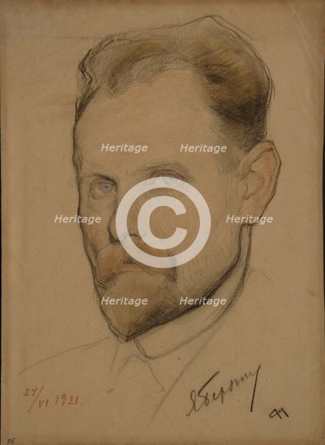 Portrait of Jan Berzin (1889-1938), 1921. Artist: Andreev, Nikolai Andreevich (1873-1932)