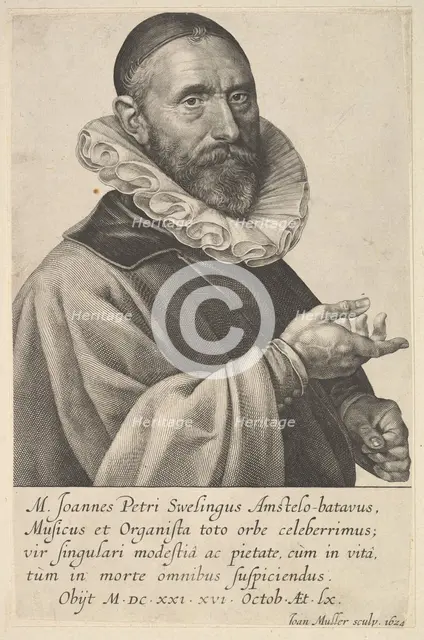 Portrait of Jan Pietersz Sweelinck, Organist & Musician in Amsterdam, 1624. Creator: Jan Muller.