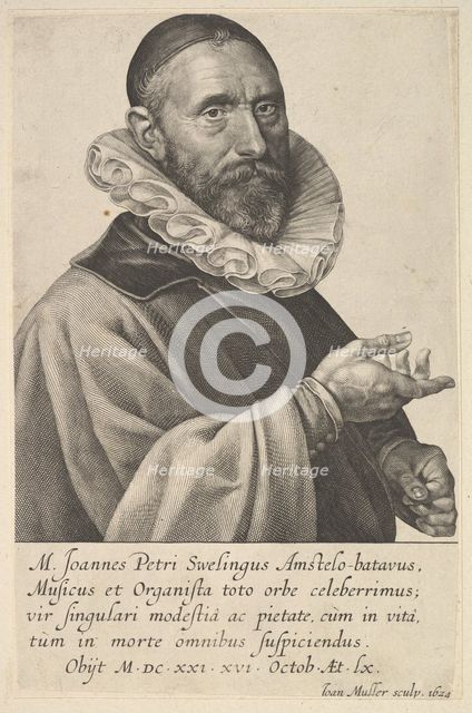 Portrait of Jan Pietersz Sweelinck, Organist & Musician in Amsterdam, 1624. Creator: Jan Muller.
