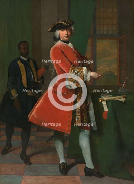 Portrait of Jan Pranger and an Enslaved Servant, 1742. Creator: Frans van der Mijn.