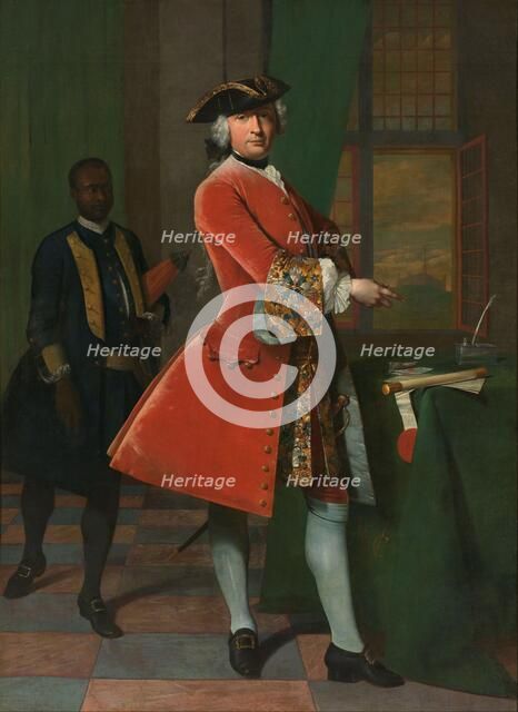 Portrait of Jan Pranger and an Enslaved Servant, 1742. Creator: Frans van der Mijn.