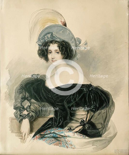 Portrait of Janette (Anna) Ivanovna Lopukhina, née Baroness von Wenckstern (1786-1869), 1833. Creator: Briullov; Karl Pavlovich (1799-1852).