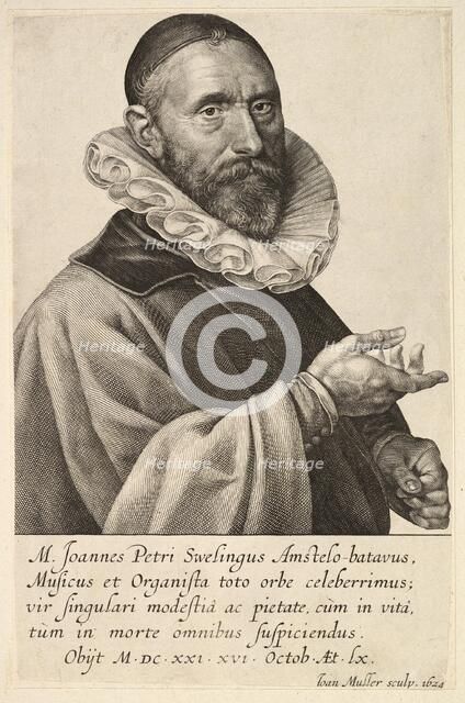 Portrait of Jans Pietersz Sweelinck, pub. 1624. Creator: Jan Muller (1571 - 1628).