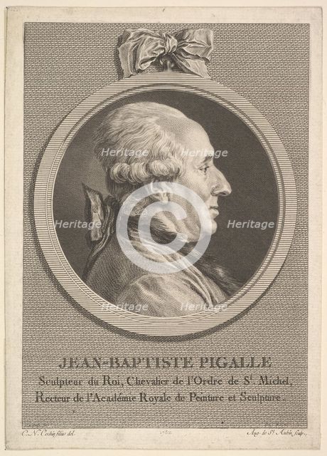 Portrait of Jean-Baptiste Pigalle, 1782. Creator: Augustin de Saint-Aubin.