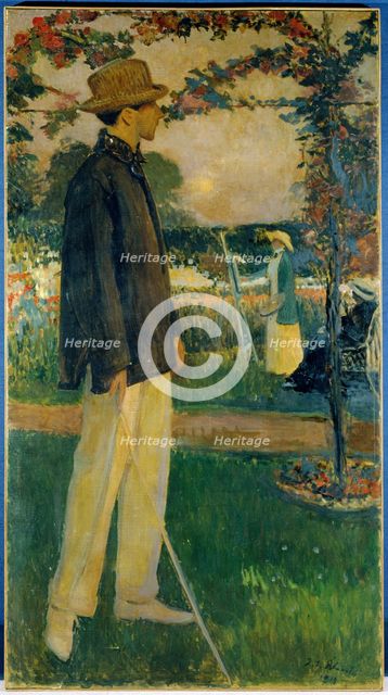 Portrait of Jean Cocteau (1889-1963), writer, in the Garden of Offranville, 1913. Creator: Jacques Emile Blanche.