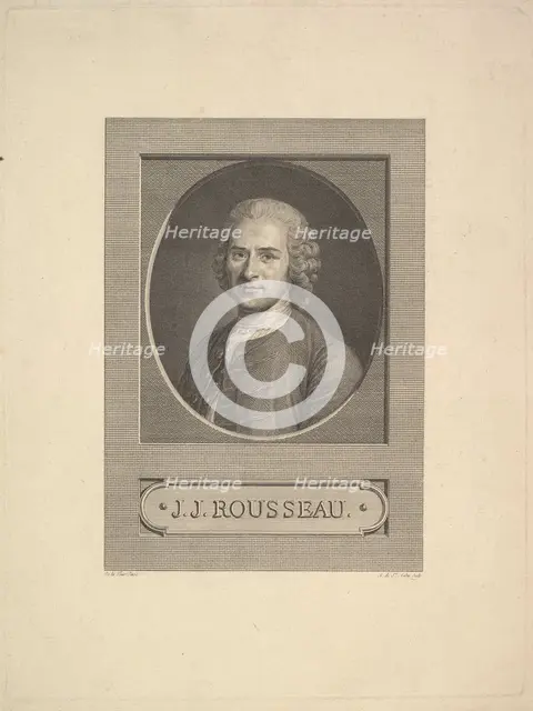 Portrait of Jean-Jacques Rousseau, 1777. Creator: Augustin de Saint-Aubin.