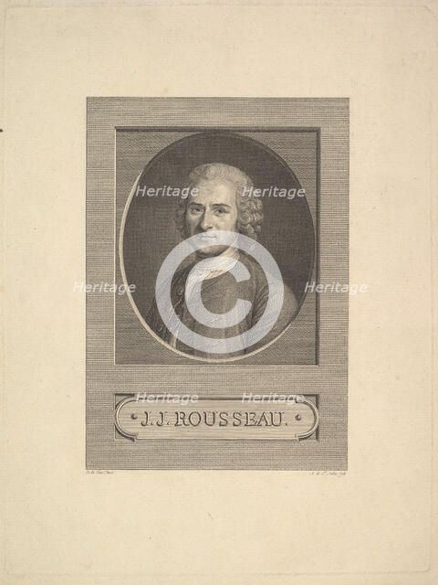 Portrait of Jean-Jacques Rousseau, 1777. Creator: Augustin de Saint-Aubin.